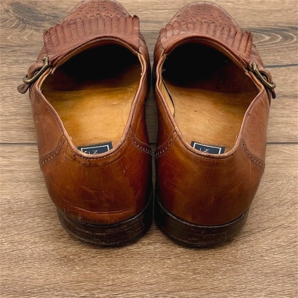 Bostonian Florentine Mens Size 8 Brown Leather Vintage Monk Strap Kiltie Loafers - Picture 4 of 10